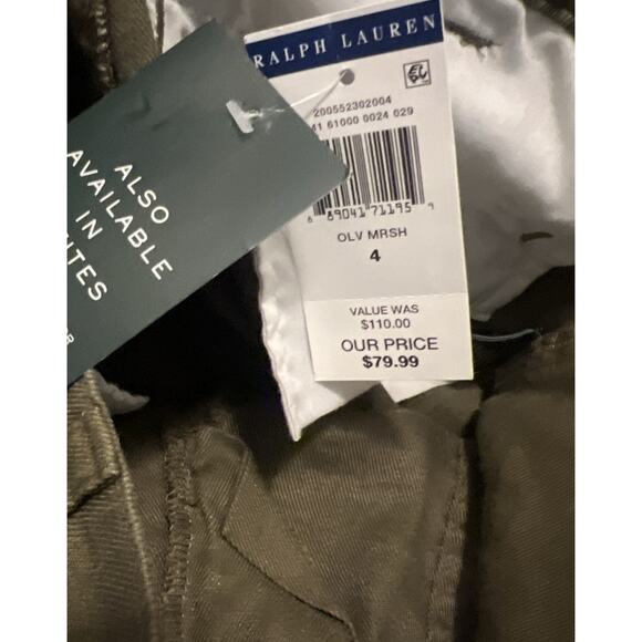 Ralph Lauren Pants Women Size 4 Drawstring Cuffs Linen Cargo Capri Polo - Picture 11 of 11